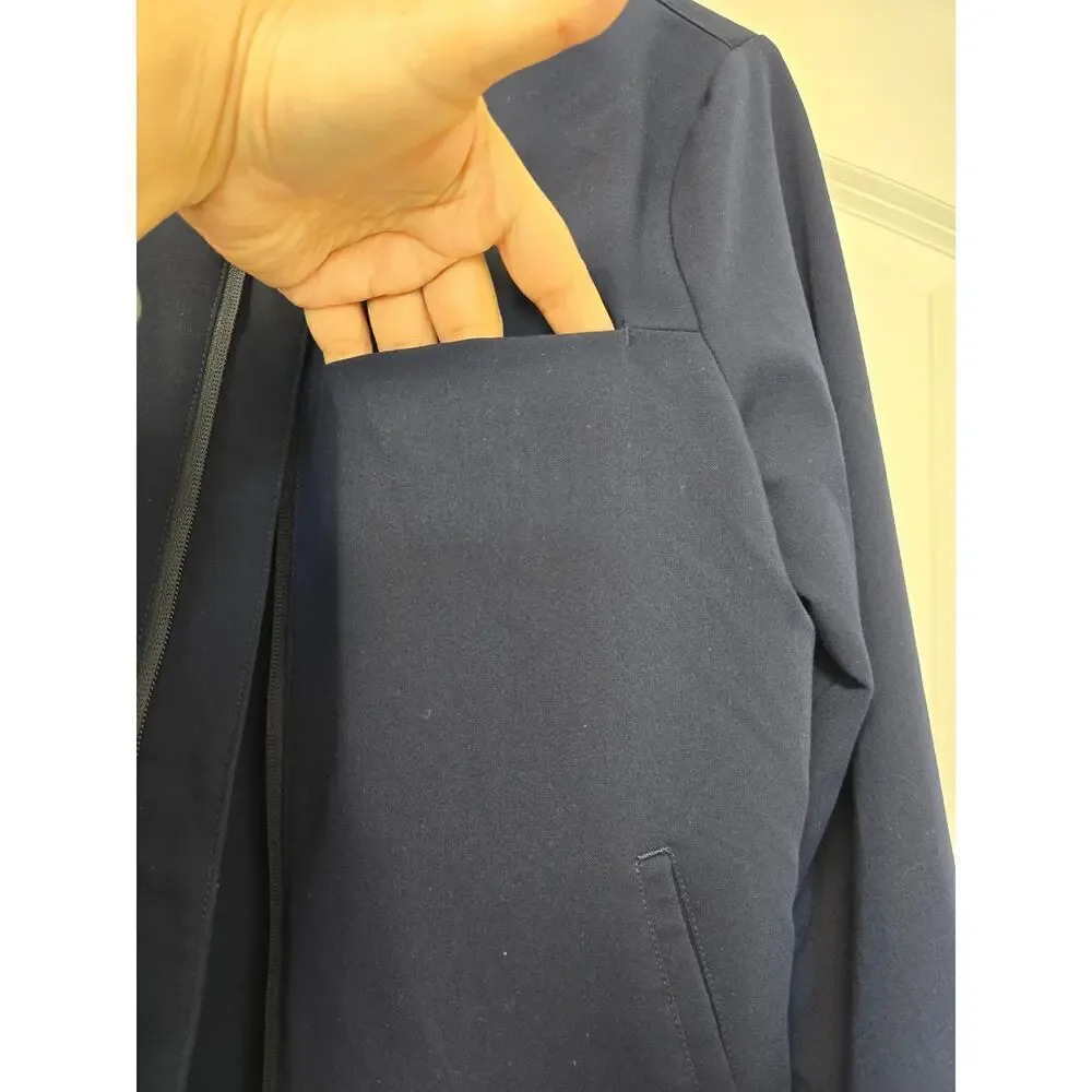 Fabletics Mens The Don Everyday Bomber Size Small Navy Lined Rain Resistant